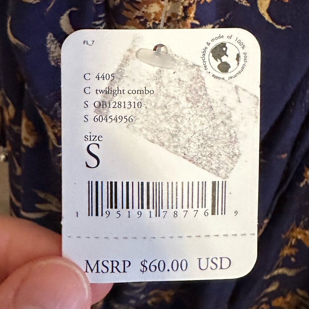 Free People Floral Mini Dress in Navy and Brown - Picture 5 of 7